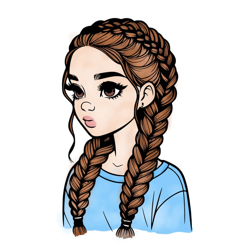 realistic girl with braids