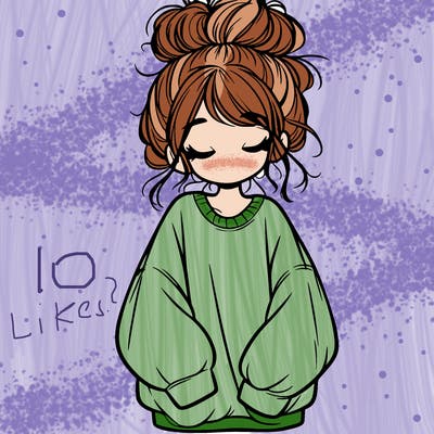 girl with baggy sweatshirt and messy bun