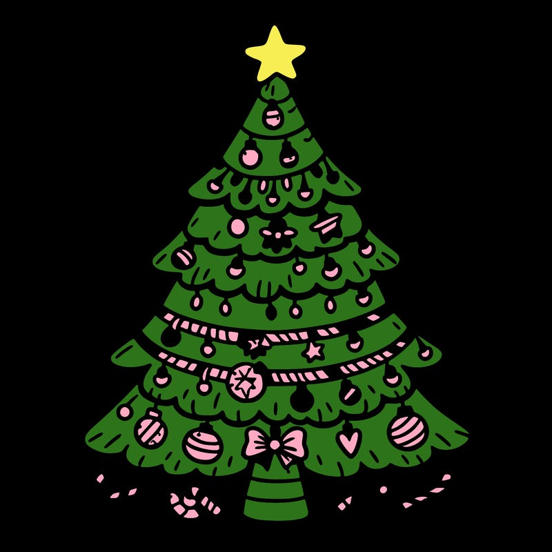 christmas tree with lots of details