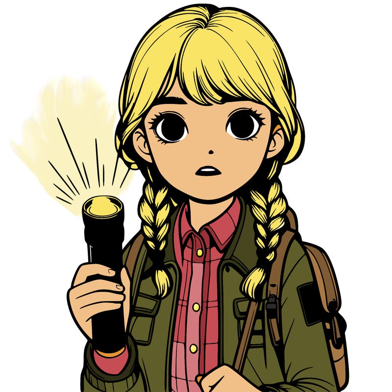 realistic girl with flashlight