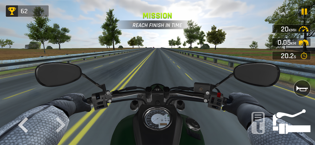 Traffic Bike 3D: City Tour - First person perspective of riding a motorcycle on a city highway in Traffic Bike 3D
