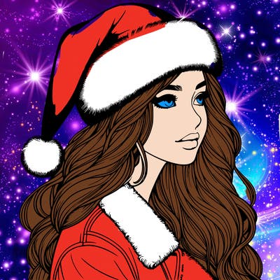 realistic girl in santa hat