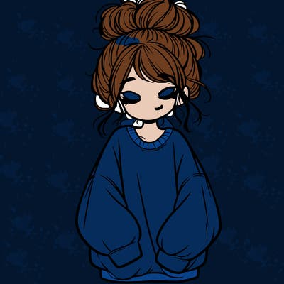 girl with baggy sweatshirt and messy bun