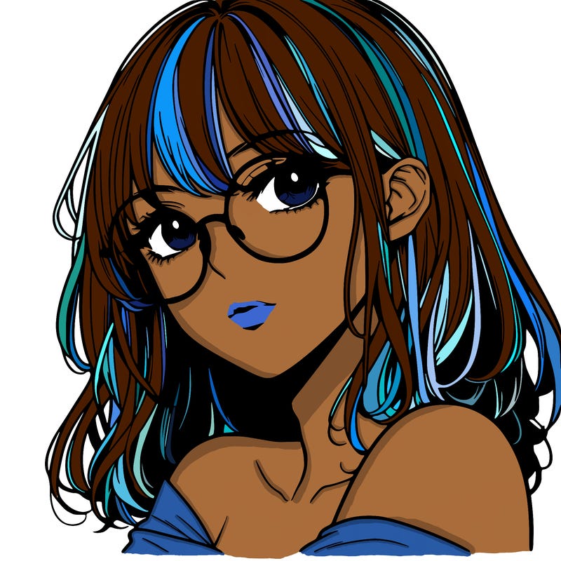 manga woman character with glasses and nice lips