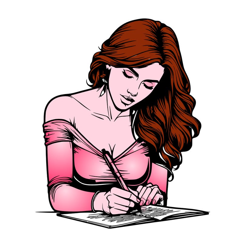 realistic female writing poetry