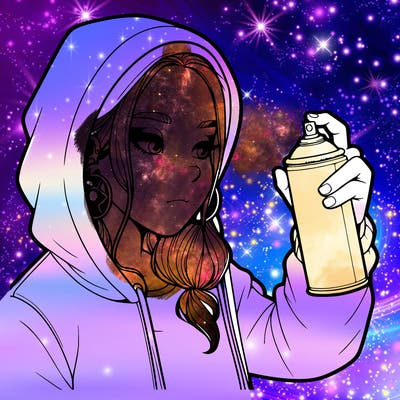 a realistic girl, spray painting