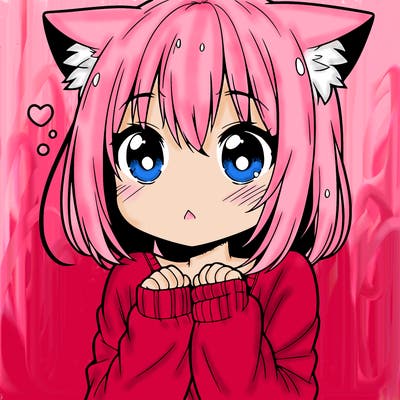 shy anime catgirl