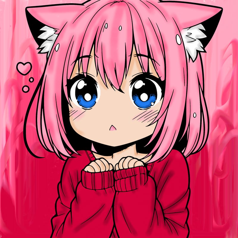 shy anime catgirl