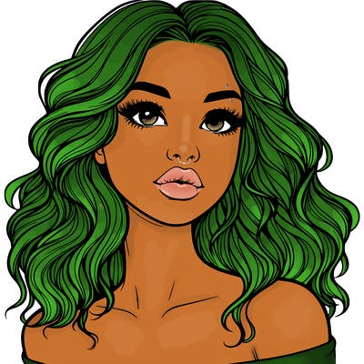 realistic girl with wavy hair and lips