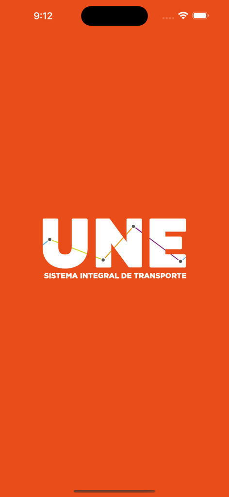 UNE Transporte Sonora - Pantalla de inicio de la aplicación UNE Transporte Sonora con el logo