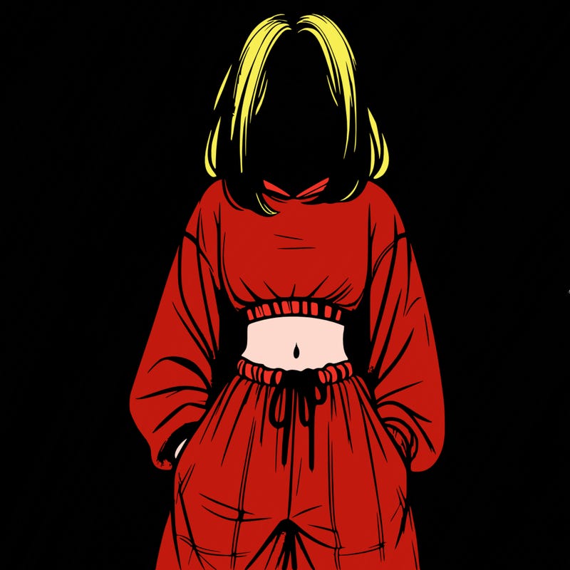 realistic girl faceless with baggy pants and a crop top