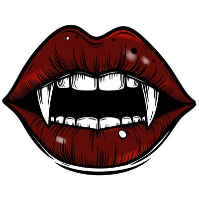 lips with vampire teeth