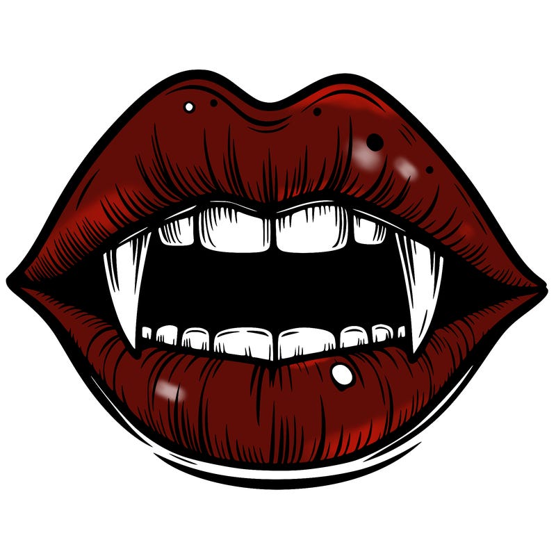lips with vampire teeth