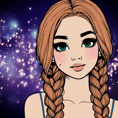 realistic girl with braids