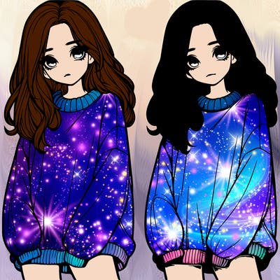 realistic girl with baggy sweater