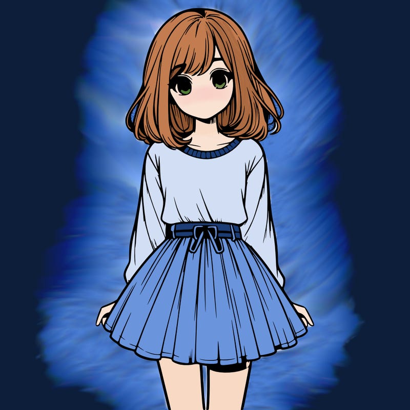 realistic girl with a skirt on