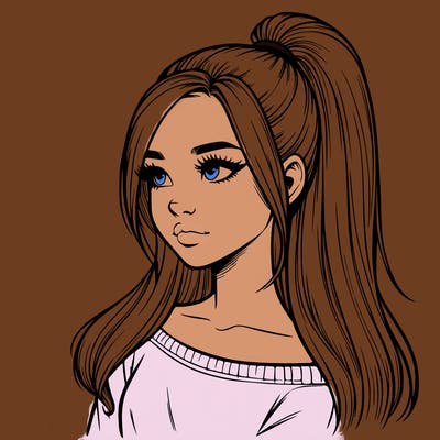 realistic girl with a high ponytail