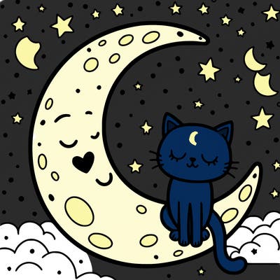 moon with a cat