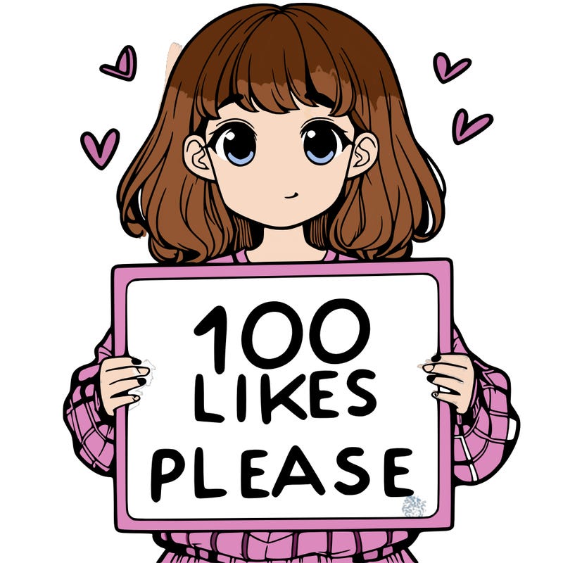 a girl holding a sign saying 100 likes please