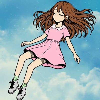 realistic girl floating