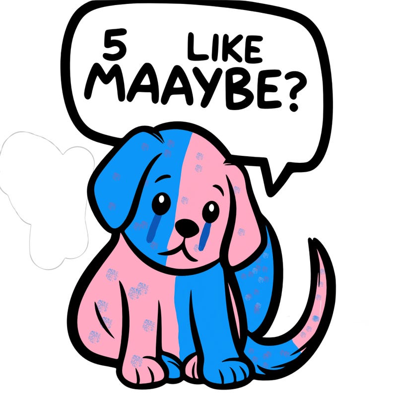 a puppy that says 5 like maybe