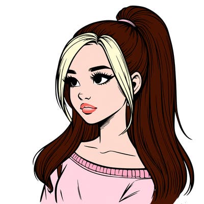 realistic girl with a high ponytail