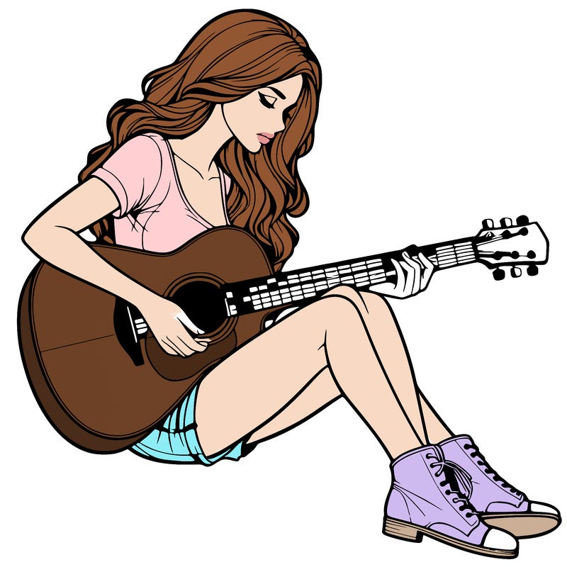 realistic woman play guitar