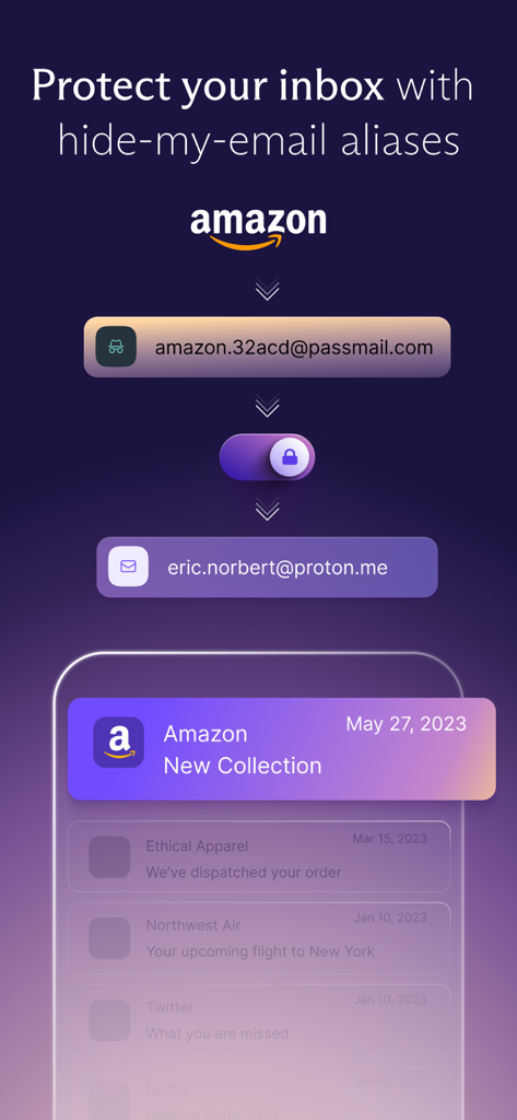 Proton Pass hide my email aliases feature for protecting your real inbox address