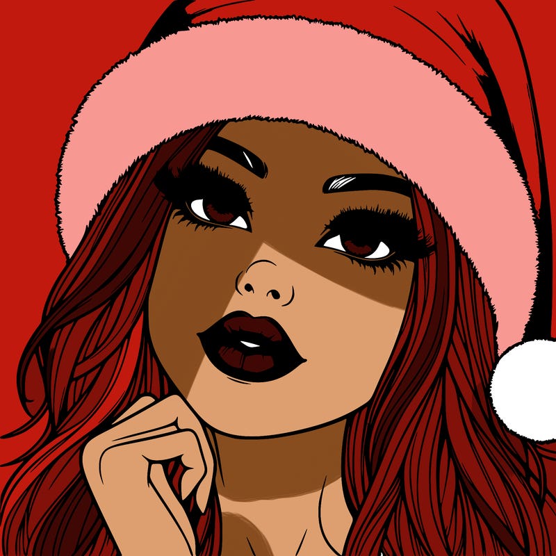 realistic christmas girl with lips