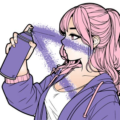 a realistic girl spray, painting