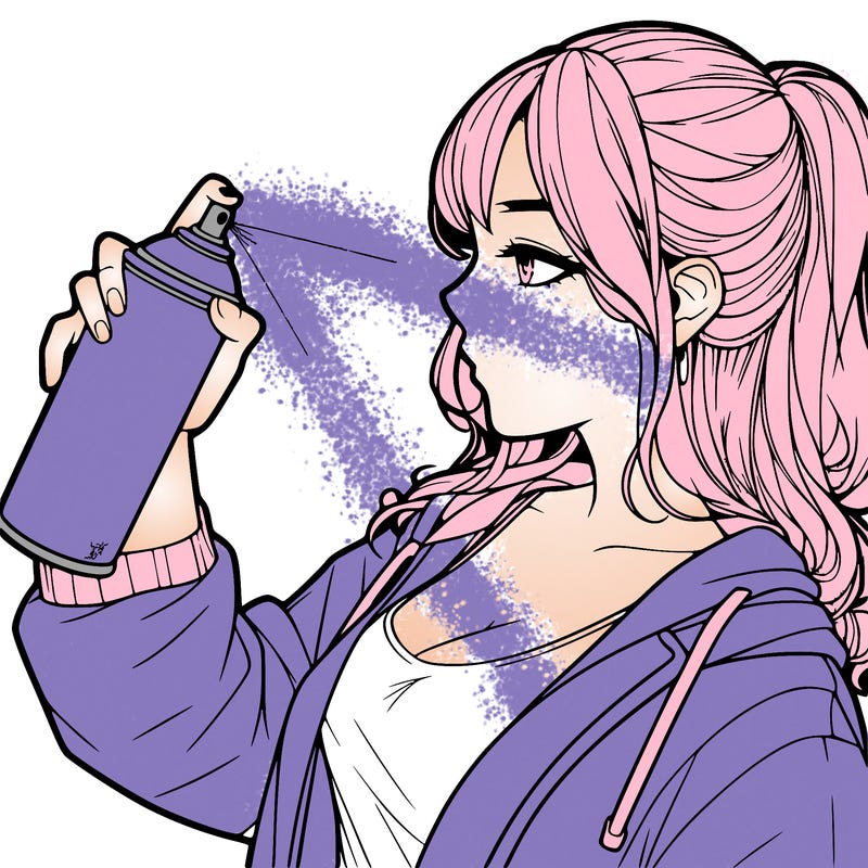 a realistic girl spray, painting