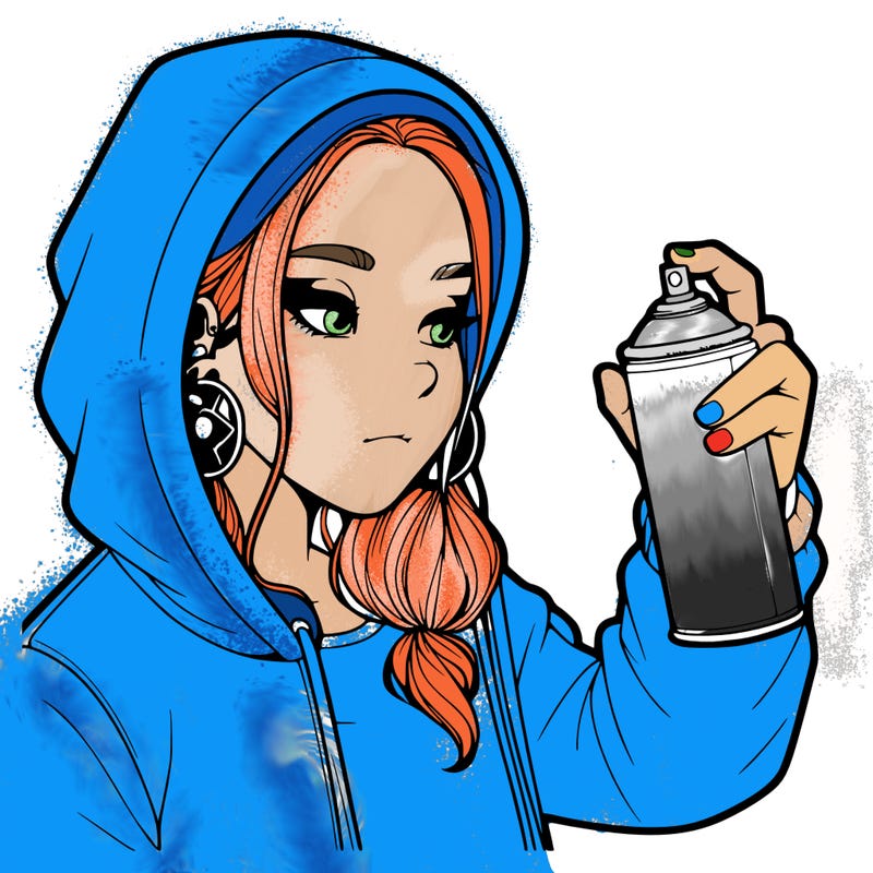 a realistic girl, spray painting