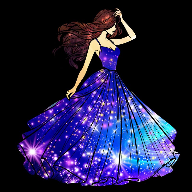 realistic woman with dress flowing in the wind