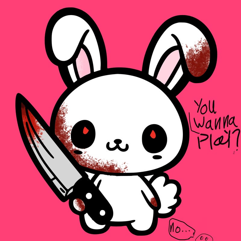 cute bunny holding a knife halloween