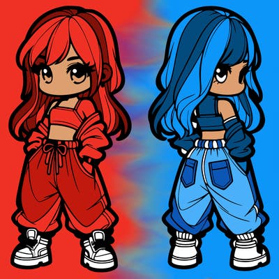 girl in crop top and baggy pants