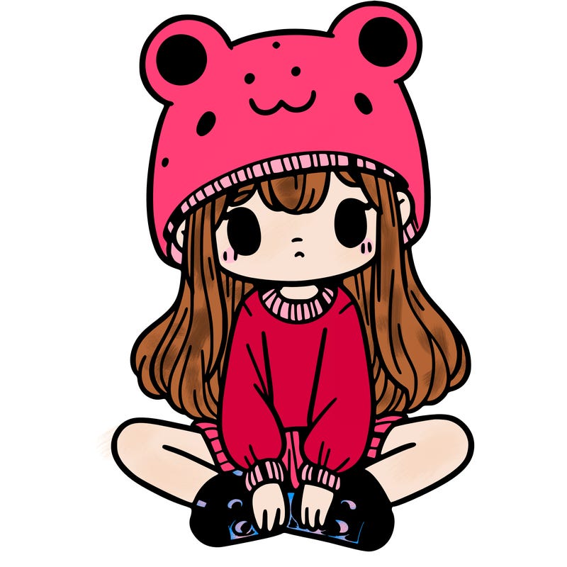 a girl wearing a frog hat and some frog socks