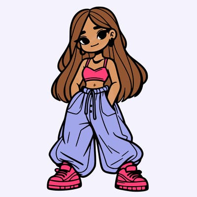 girl in crop top and baggy pants