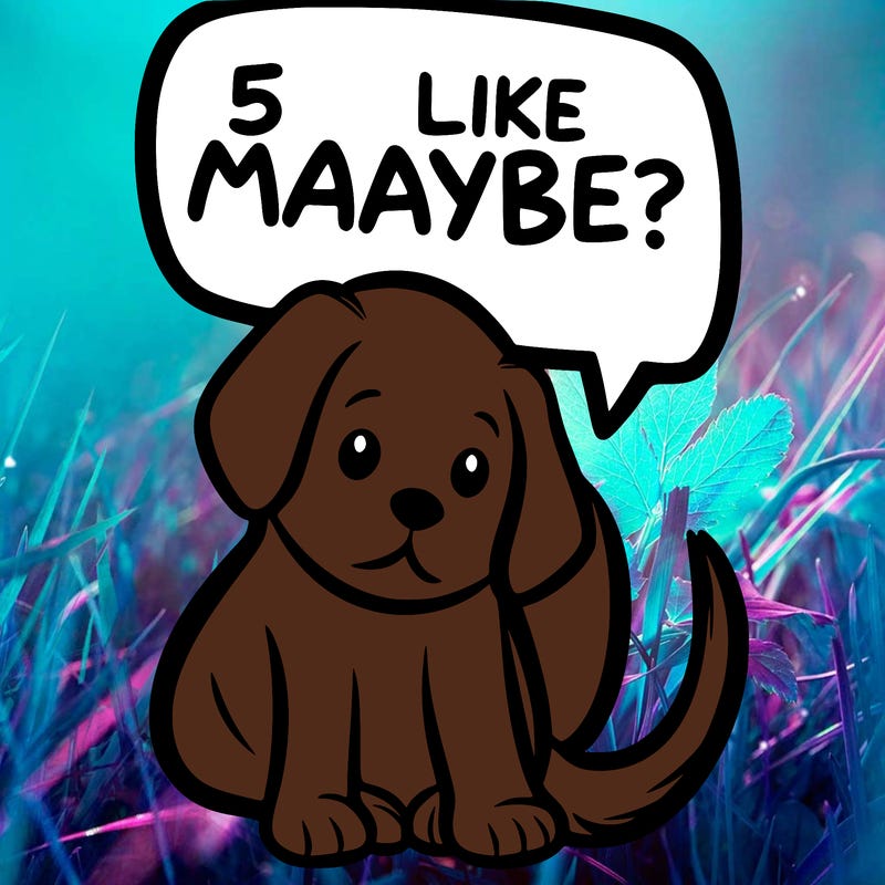 a puppy that says 5 like maybe