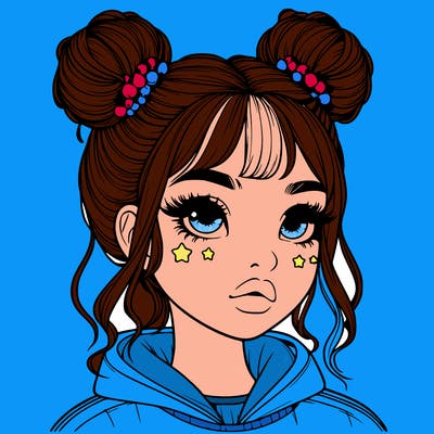 realistic girl with space buns