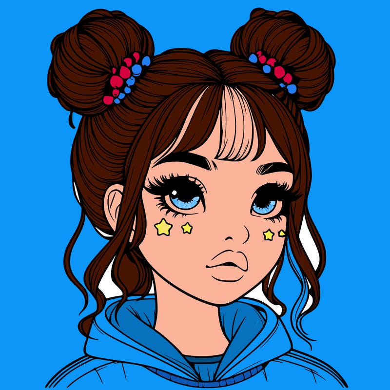 realistic girl with space buns