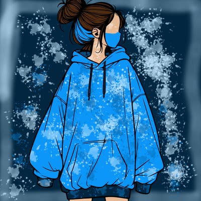 realistic girl with a oversized sweatshirt on and a bun