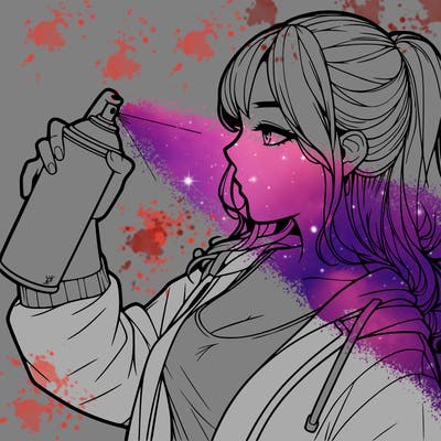 a realistic girl spray, painting