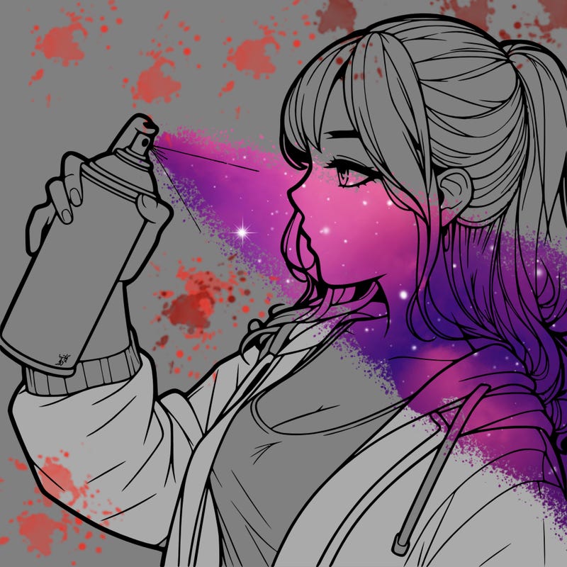 a realistic girl spray, painting