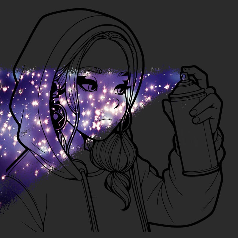 a realistic girl, spray painting