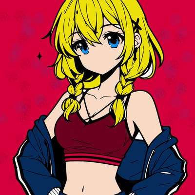 anime girl wearing crop top