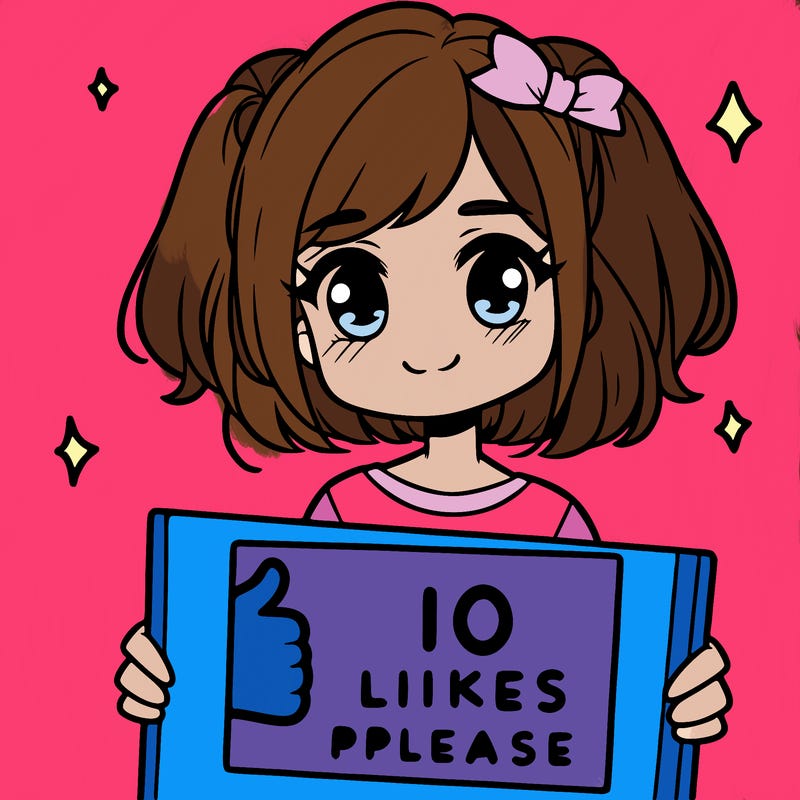 girl holding a sign saying 10 likes please