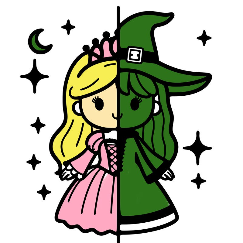 split princess and witch