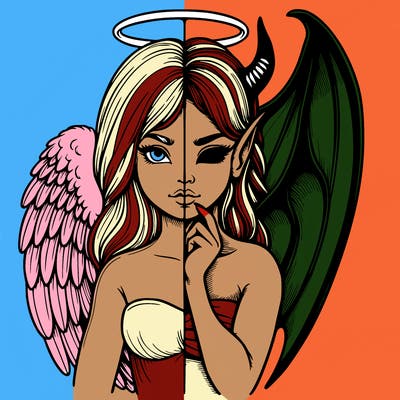 realistic angel half demon