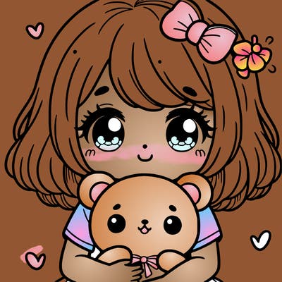 a girl holding a cute plushie