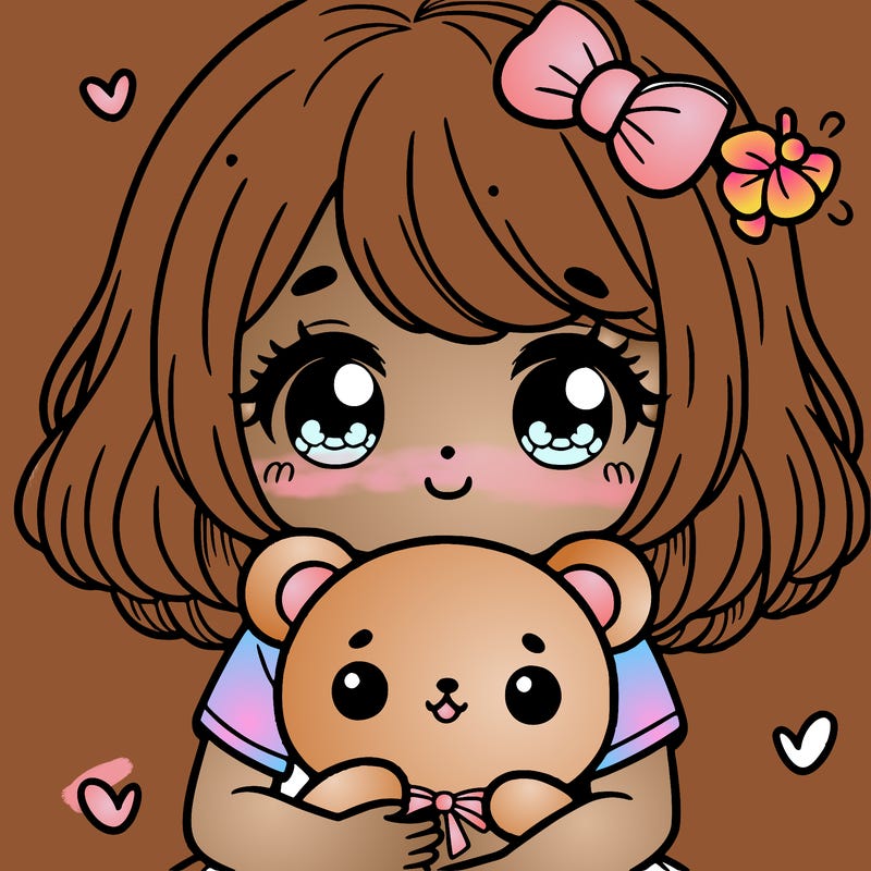 a girl holding a cute plushie